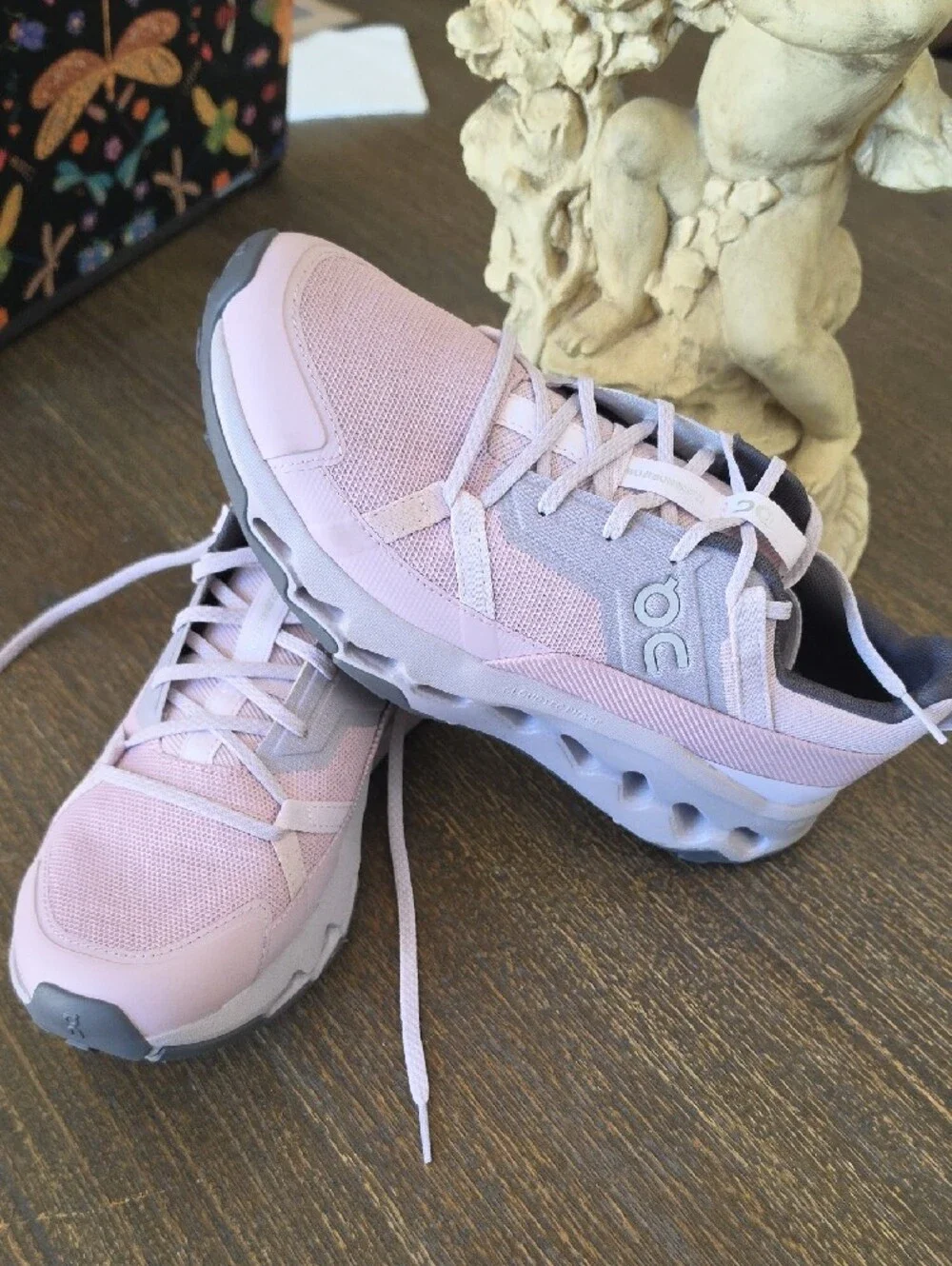 On Running Women's Athletic Shoes in Light Pink and Gray